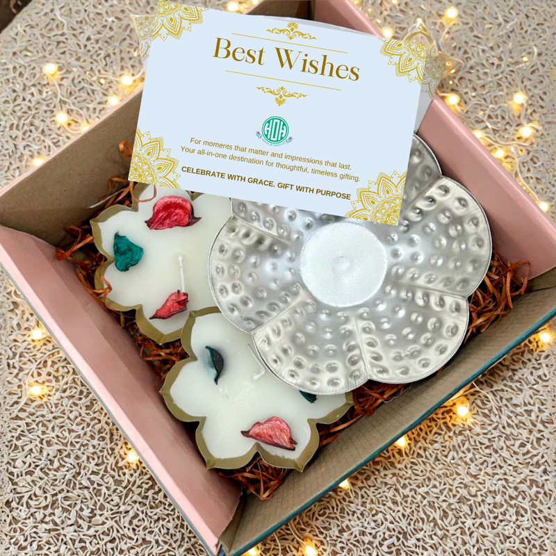 Gift Box – Urli & Metal Wax Diya Combo