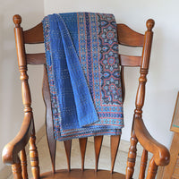 Ajrakh with Kantha Bedcover | Artisan-Made 100% Cotton Bedspread