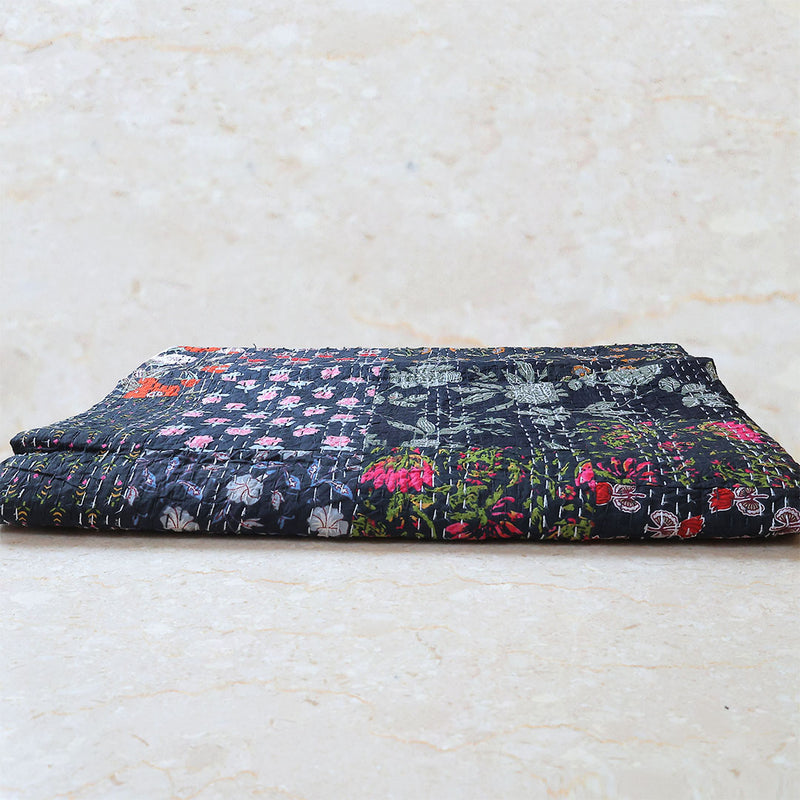 Handcrafted Block Print Bedcover with Patchwork | Artisan-Made 100% Cotton Bedspread