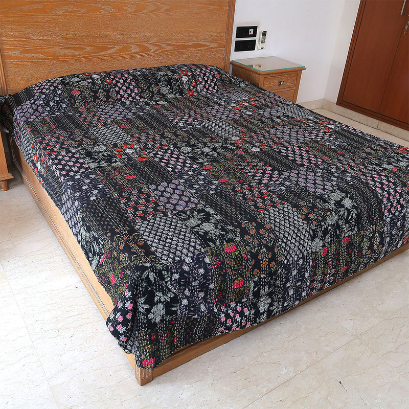 Handcrafted Block Print Bedcover with Patchwork | Artisan-Made 100% Cotton Bedspread