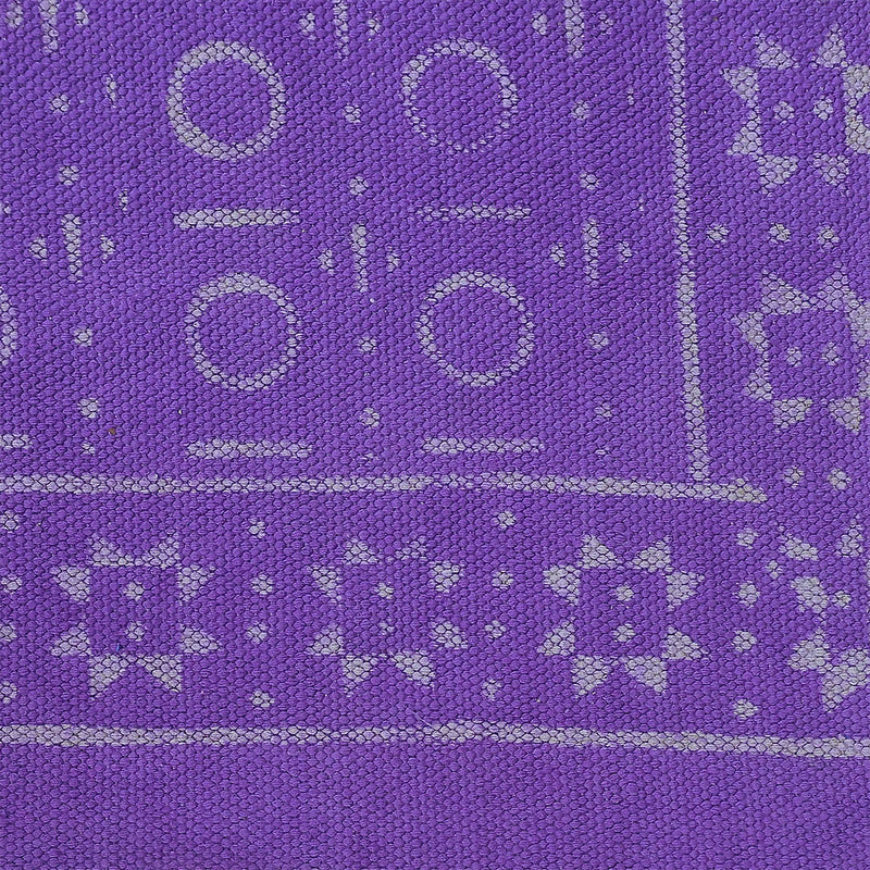 Lavender Dusk Handwoven Cotton Rug – Boho Fringe Accent