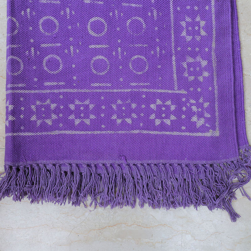 Lavender Dusk Handwoven Cotton Rug – Boho Fringe Accent