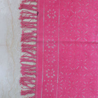 Blush Bloom Handwoven Cotton Rug – Soft Pink with Fringe Detailing