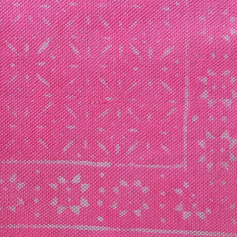 Blush Bloom Handwoven Cotton Rug – Soft Pink with Fringe Detailing