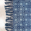 Indigo Bliss Hand Block Printed Cotton Rug with Tassel Edges