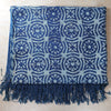 Indigo Bliss Hand Block Printed Cotton Rug with Tassel Edges