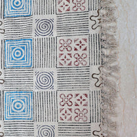 Geometric Floral Block Printed Cotton Dhurrie Rug | Handwoven Area Rug for Living Room & Home Decor