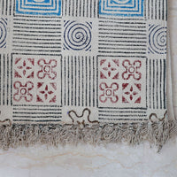 Geometric Floral Block Printed Cotton Dhurrie Rug | Handwoven Area Rug for Living Room & Home Decor