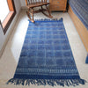 Indigo Blue Geometric Pattern Cotton| Handcrafted Cotton Area Rug for Home & Living Room Decor