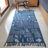 Indigo Tribal Handwoven Rug – Ethnic Motif Cotton rug with Fringe