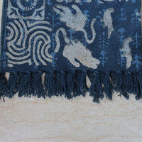 Indigo Tribal Handwoven Rug – Ethnic Motif Cotton rug with Fringe