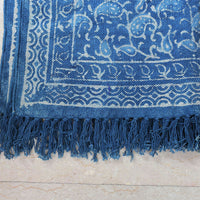 Indigo Paisley Handwoven Rug – Traditional Block Print Cotton rug