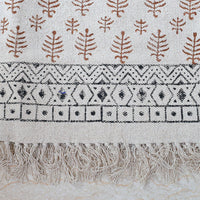 Tribal Earth Handwoven Rug – Natural Cotton with Geometric Border