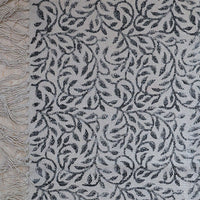 Monochrome Leaf Handwoven Cotton Rug – Black & Ivory with Fringe