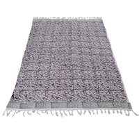 Handcrafted Floral Block Print Cotton Throw with Tassels | Perfect for Living Room and Bedroom Decor