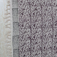 Handcrafted Floral Block Print Cotton Throw with Tassels | Perfect for Living Room and Bedroom Decor