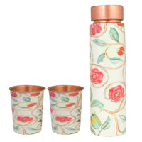 Copper Water Bottle Set | 1 Litre Bottle & Set of 2 Glasses | Boosts Immunity