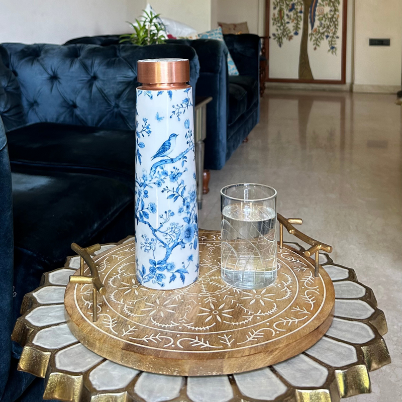 Copper Water Bottle | 1 Litre | Boosts Immunity-Blooming Bird