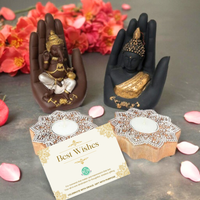 Palm Buddha, Palm Ganesh & Diya Gift