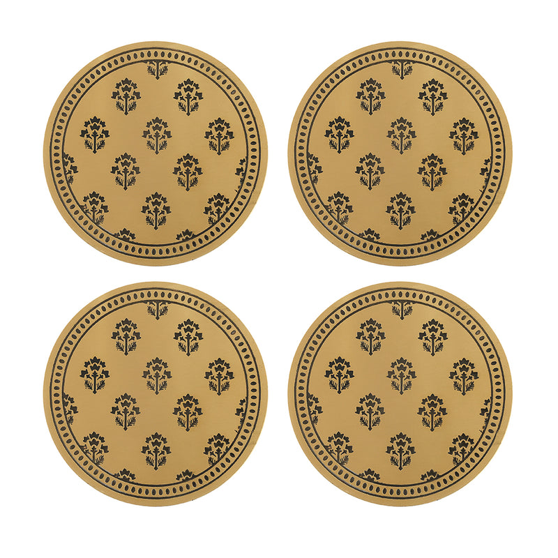 Brass Coasters | Elegant Drink Coasters for Home & Dining Decor ( Set of 4)
