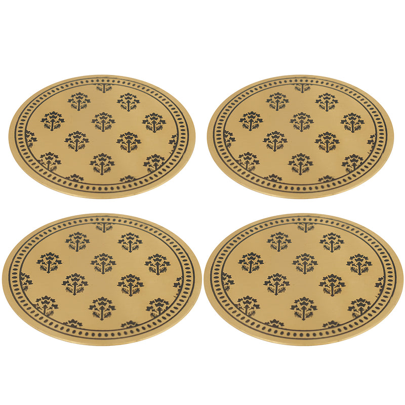 Brass Coasters | Elegant Drink Coasters for Home & Dining Decor ( Set of 4)