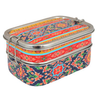 Eco-Friendly Ethnic Meenakari 2-Tier Steel Tiffin