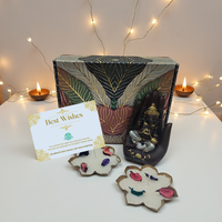 Gift Box – Palm Ganesh & Metal Wax Diya Combo