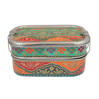 Eco-Friendly Ethnic Meenakari 2-Tier Steel Tiffin
