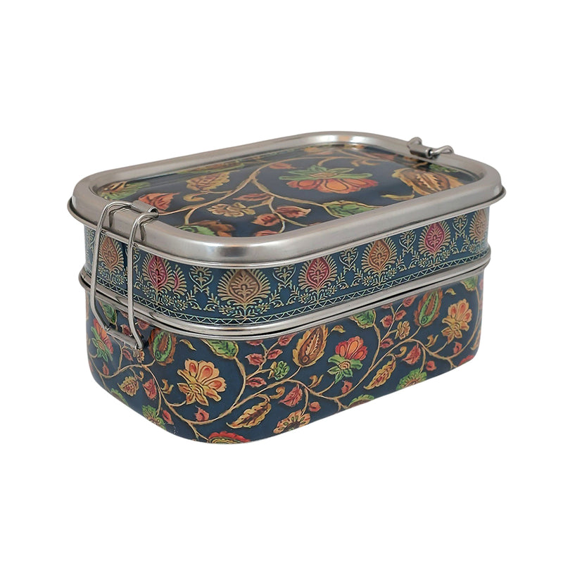Eco-Friendly Ethnic Meenakari 2-Tier Steel Tiffin