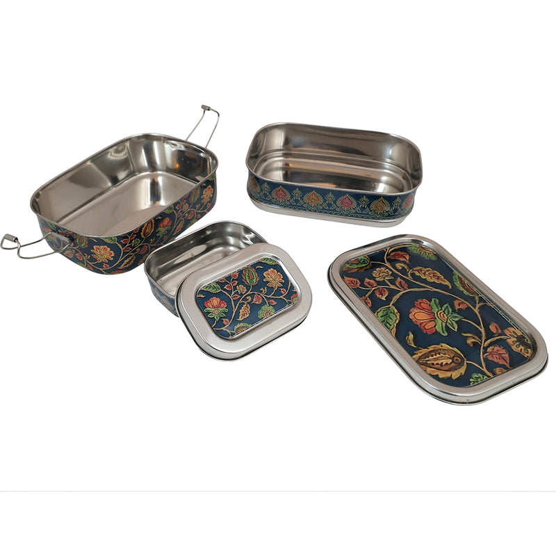 Eco-Friendly Ethnic Meenakari 2-Tier Steel Tiffin