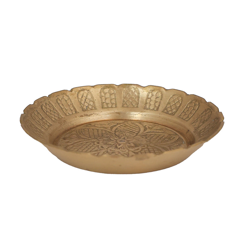 Handcrafted Brass Snack Bowl with Intricate Carvings (Set Of 2)
