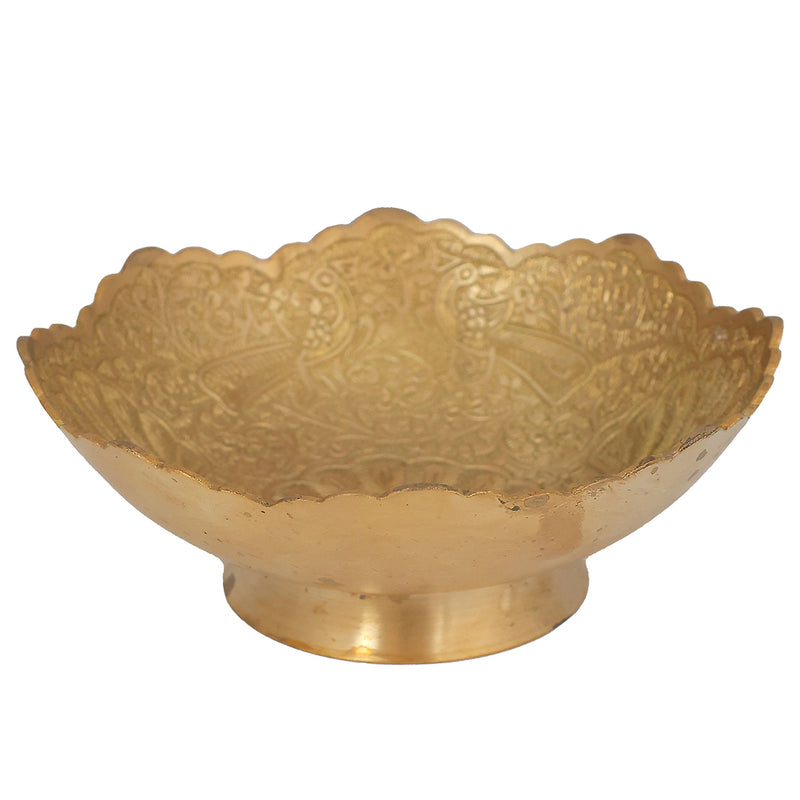 Hand-Carved Brass Serving Bowl