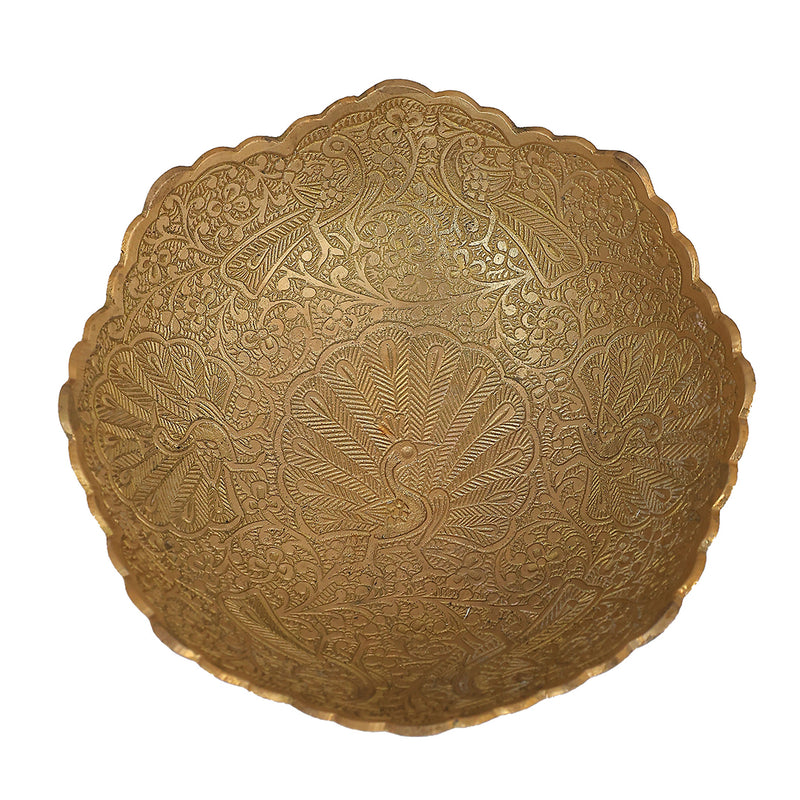 Hand-Carved Brass Serving Bowl