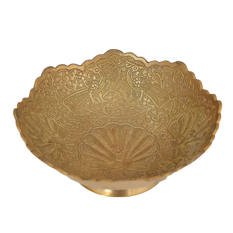 Hand-Carved Brass Serving Bowl