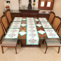 Pastel Bloom Printed Dining Table Set – Soft Floral Cotton Table Linen