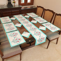 Pastel Bloom Printed Dining Table Set – Soft Floral Cotton Table Linen