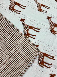 Handcrafted Kids Quilt with Traditional Block Print | Soft & Cozy Cotton Quilt for Babies & Toddlers