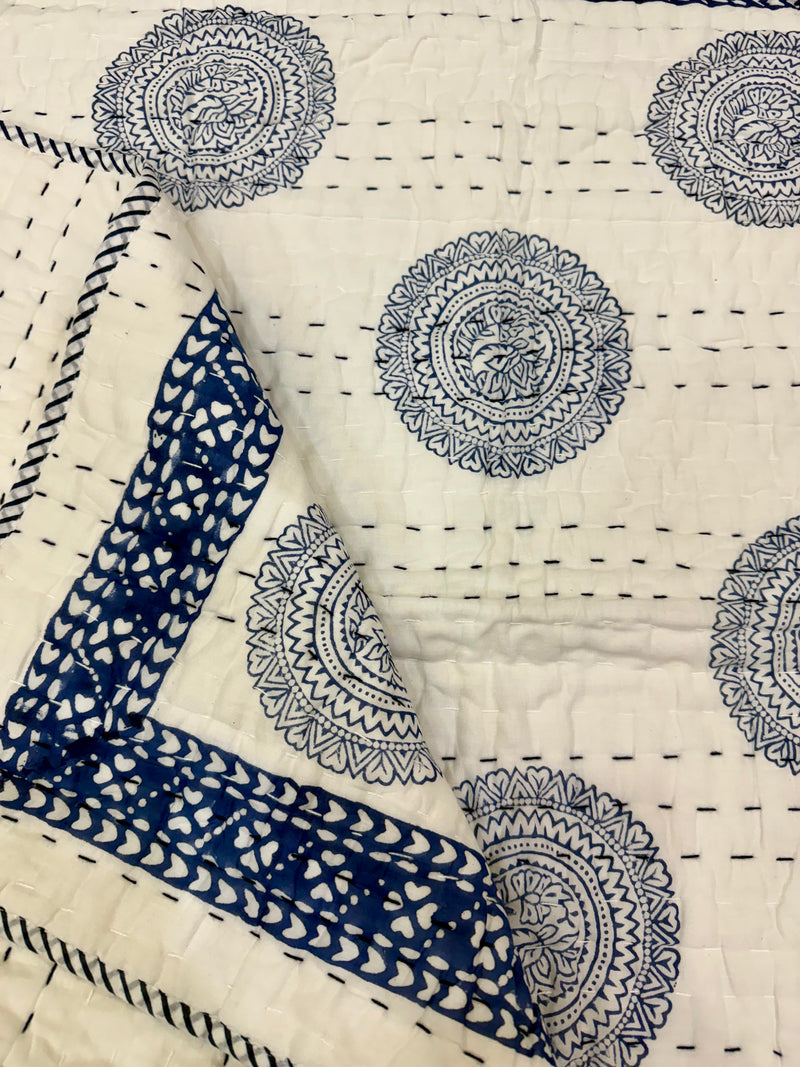 Handcrafted Kids Quilt with Traditional Block Print | Soft & Cozy Cotton Quilt for Babies & Toddlers