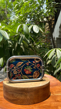 Ethnic Enamelware Steel Lunch Box – 2 Tier, Sustainable & Reusable