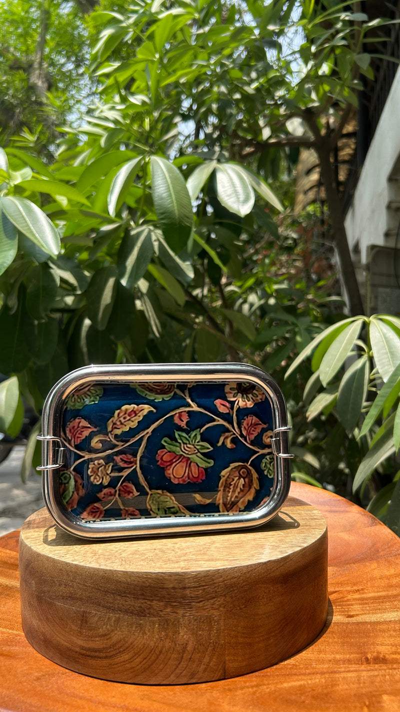 Ethnic Enamelware Steel Lunch Box – 2 Tier, Sustainable & Reusable