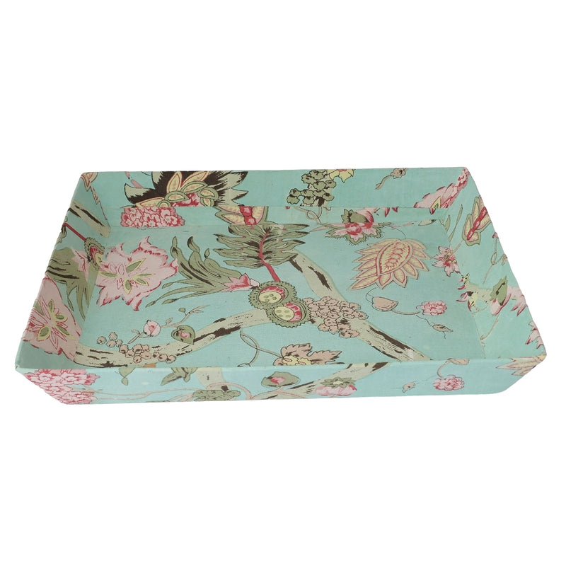 Sea Green Floral Print Table Tray