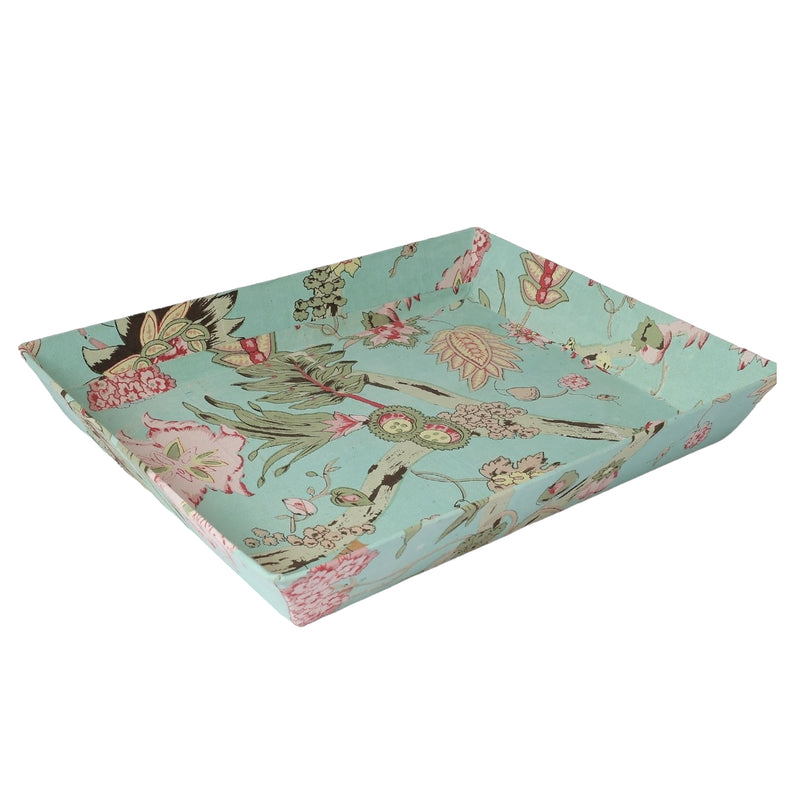 Sea Green Floral Print Table Tray