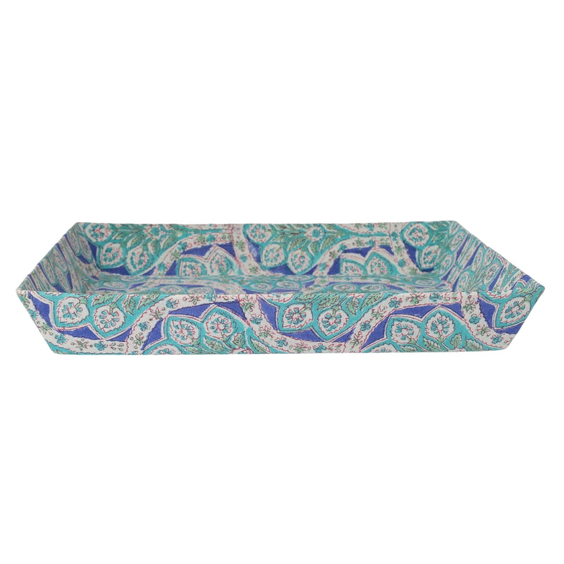 Blue Block Print Table Tray | Handcrafted Serving & Decorative Tray for Home & Dining