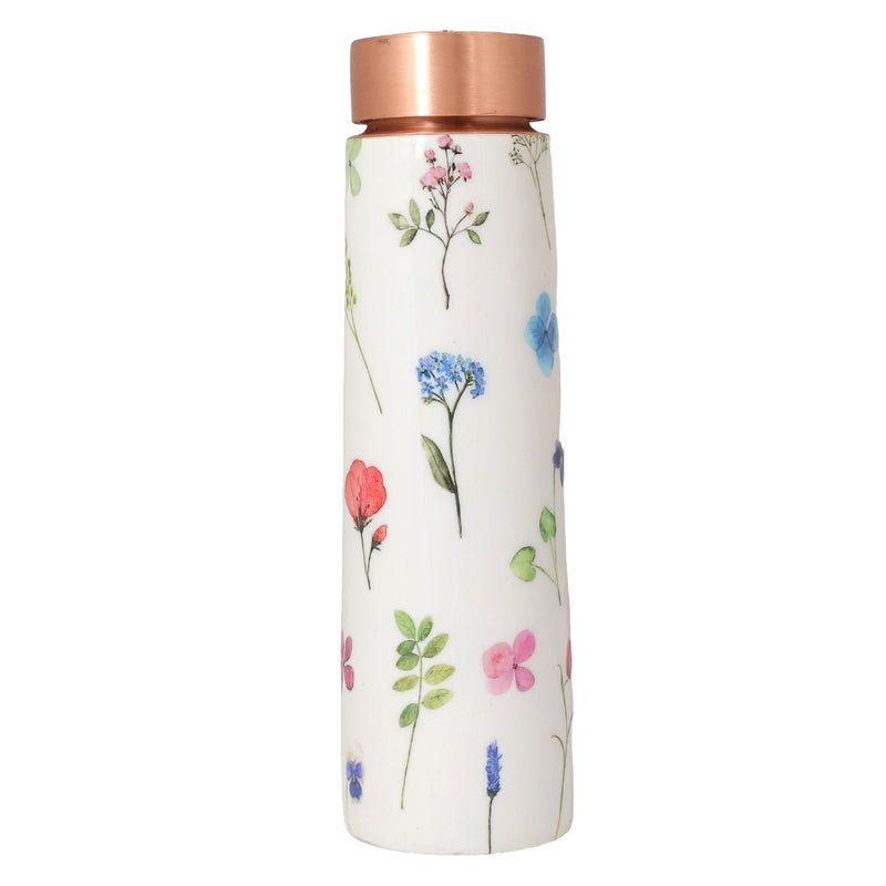 Copper Water Bottle | 1 Litre | Floral | Boosts Immunity