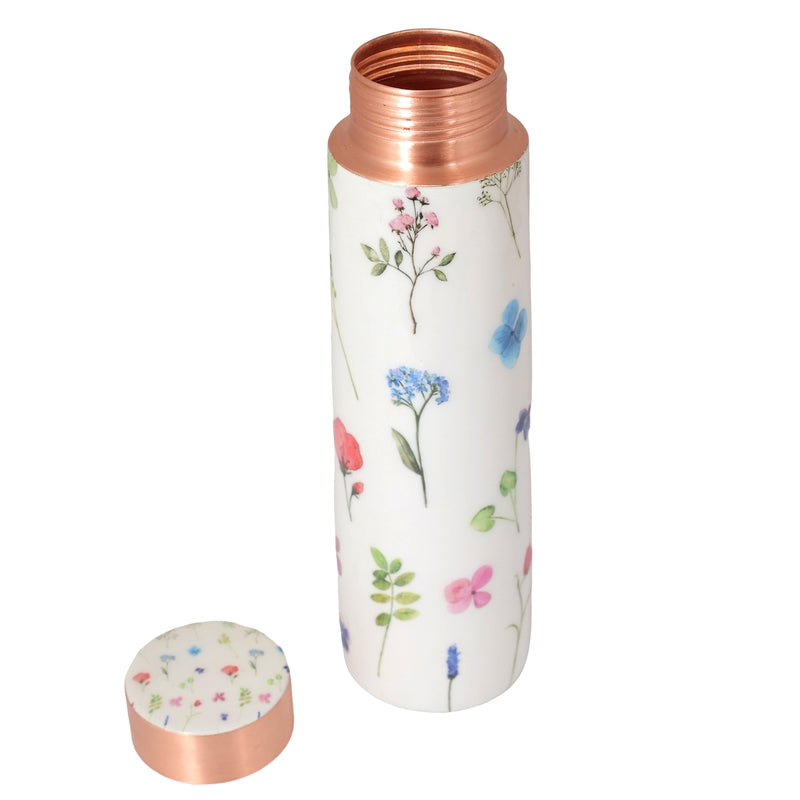 Copper Water Bottle | 1 Litre | Floral | Boosts Immunity