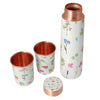 Copper Water Bottle Set | 1 Litre Bottle & Set of 2 Glasses | White Floral | Boosts Immunity