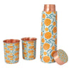 Copper Water Bottle Gifting Set | 1 Litre Bottle & Set of 2 Glasses | Marigold | Boosts Immunity