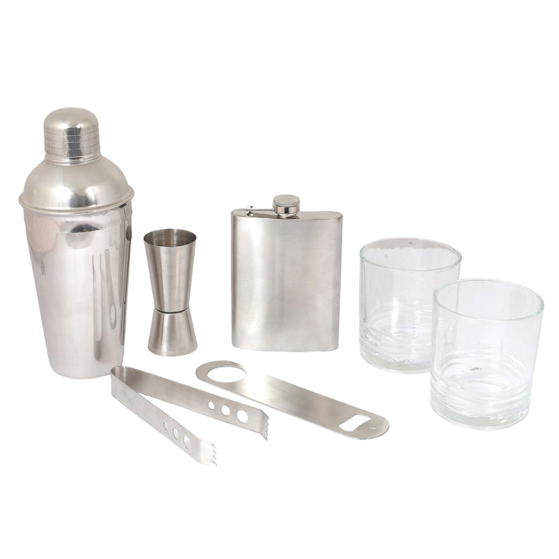 Stainless Steel Barware Set with 2 Glasses | Premium Cocktail Set