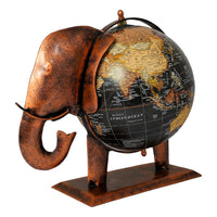 Decorative Metal Globe Elephant Table Ornament Big | Unique Home / Office Accent