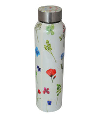 Handcrafted Eco-Friendly Meenakari Stainless Steel Bottle(1L)-White Floral